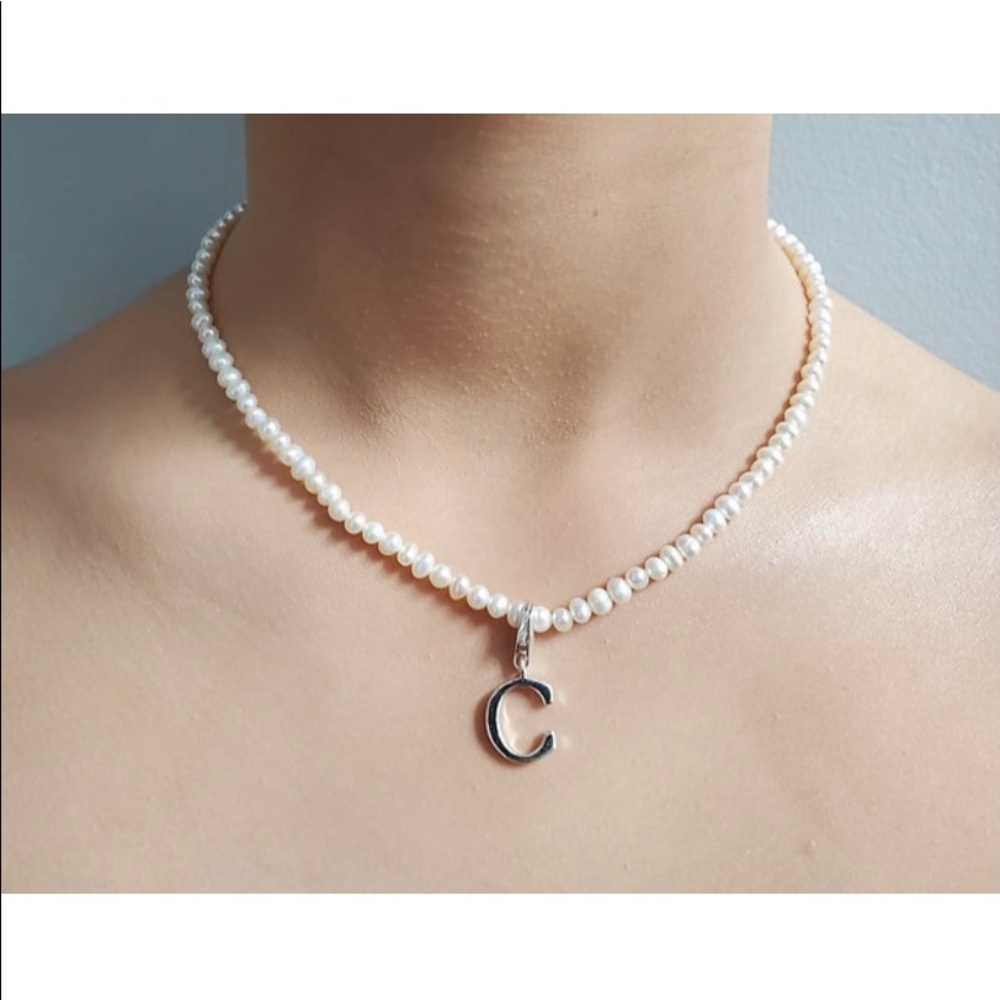 Initial freshwater pearl necklace